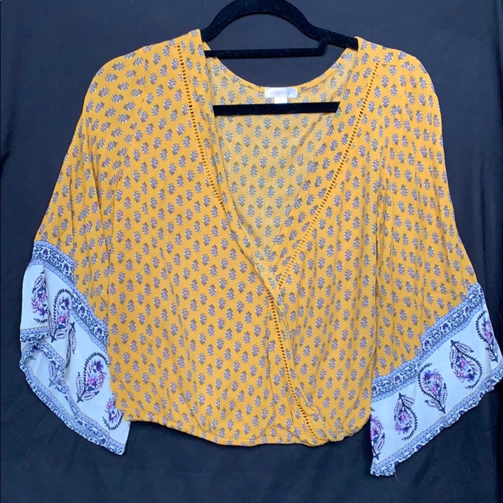 Yellow bohemian crop top